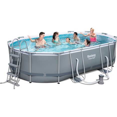 Piscina Power Steel ovale grigio 488x305x107h (1/5)