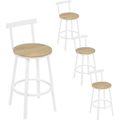 WOLTU Taburetes de Cocina, Juego de 4, Taburetes de bar, Taburetes altos para cocina comedor estudio, Estilo industrial, Efecto madera clara