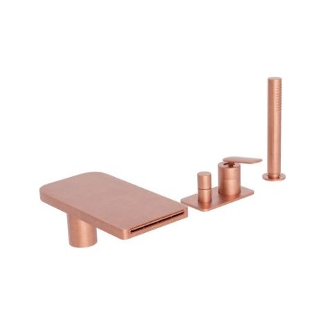 Mitigeur bain douche 4 trous sur gorge Or Rose Brossé FOIL - CRISTINA ONDYNA FL18134P (1/2)