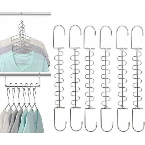 Cintre Gain de Place, Lot de 6 Multi Cintre Magique Organisateur, métal de cintres de vêtements en métal économiseur d'espace et Organisation (Hanger hooks 6pcs) (1/5)