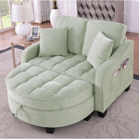 Bett mit Stauraum 132x129x93 cm Eukalyptusholz OKMYHOME (1/5)