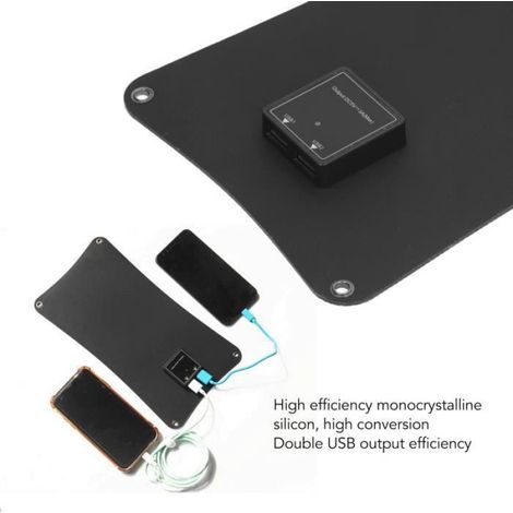 Chargeur Panneau Solaire - 10 W - Double Sortie USB - Étanche IPX6 - Portable (1/4)