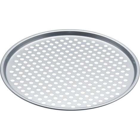 Kitchencraft Vassoio rotondo per pizza, acciaio, grigio, 33x33x3 cm