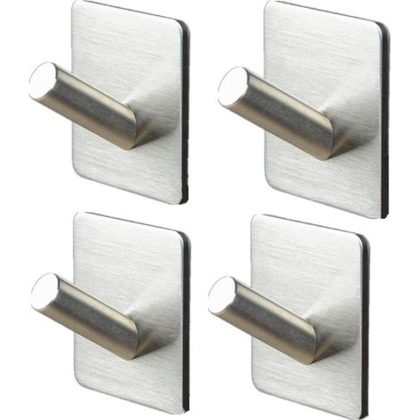Ganci in acciaio inox resistenti per cucina e bagno, ideali per appendere pentole, asciugamani e vestiti. Set da 4 pezzi. Portata massima 2 kg ciascuno. (1/3)