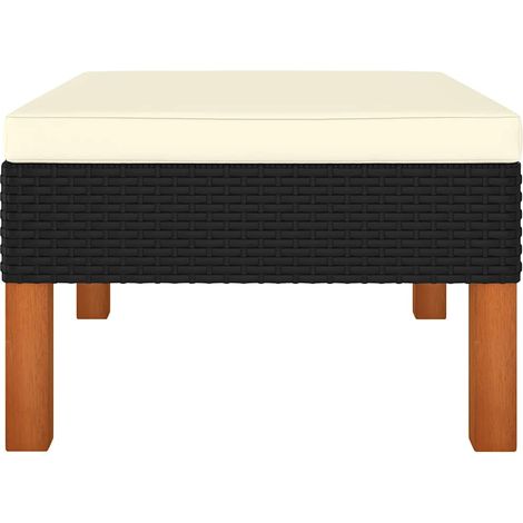 vidaXL Reposapiés de ratán sintético y madera maciza de eucalipto (1/2)