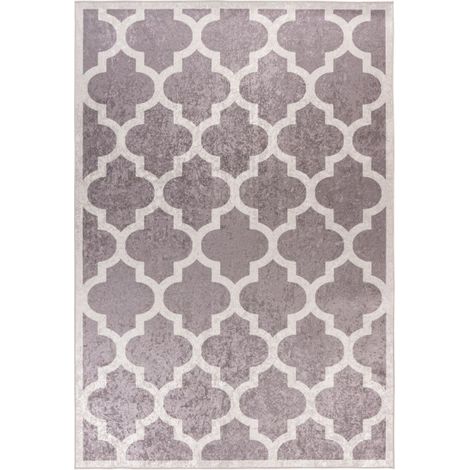 Tapis Imprimé à Poils Courts "Sally" Taupe & Crème 160 x 230 cm (1/4)