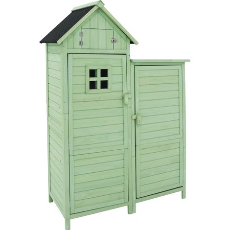 CAIziAbri de jardin, armoire de rangement, cabanon à outils, L x P: 118 x 54 cm, 110 x 52 x 170 cm (L x P x H), résistant aux intempéries, bois, vert, toit en PVC (lot, 1 pièce, 1 x armoire à outils)