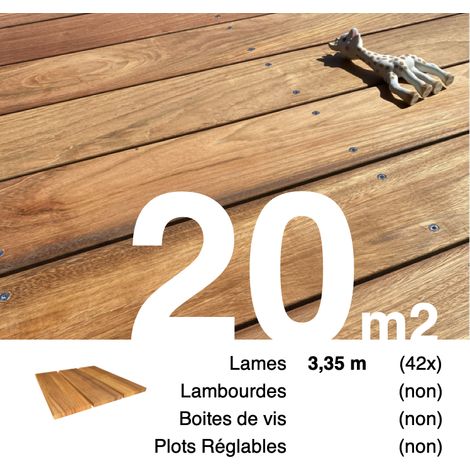 Planches de terrasse bois exotique JATOBA pour 20 m² • Longueur 3,35 m • Livraison gratuite