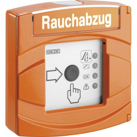 GEZE RWA Feuertaster FT4A VdS, 24 V, Aufputz, Alu Druckguss orange RAL 2011 (1/2)