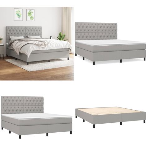 Boxspringbett mit Matratze Hellgrau 160x200 cm Stoff - Boxspringbett - Doppelbett - Schlafraumgestaltung - Bettenausstattung - Lattenrost - Home & Living (1/5)