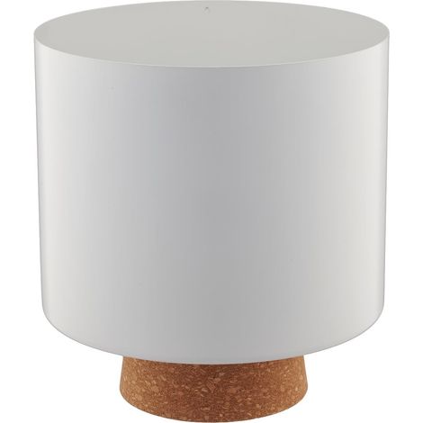 Gasper – Cache-pot CREATIV home à pied en liège – Blanc mat, métal et liège, Ø 19,5 x H 22 cm