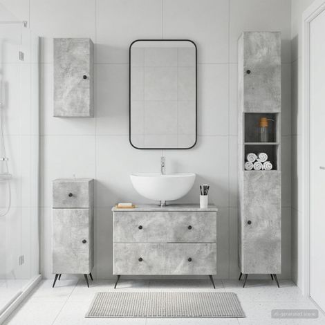 vidaXL 4 Piece Bathroom Cabinet Set BREDA Concrete Grey (1/5)