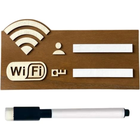 Panneau Wifi en bois pour les invités, tableau Wi-Fi effaçable réutilisable, panneau réseau sans fil, panneau Wi-Fi pour les entreprises pour hôtel, tableau Wifi avec marqueur adhésif, panneau (1/5)