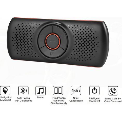 Pare-soleil Bluetooth pour voiture T826, kit mains libres Bluetooth pour téléphone MP3, haut-parleur/caisson de basses - Orange (13,5 x 5,1 x 2,3 cm) (1/3)