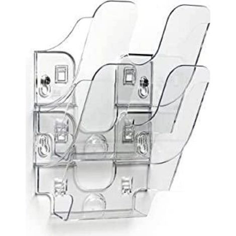 Durable 1709013400 Flexiplus 2 A5, Espositore da Parete, per Documento Formato A5 verticale, 2 Comparti, 180x250x105 mm, Trasparente