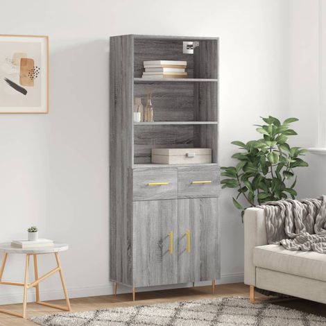 Buffet haut,Buffet de salon,Commode Meuble de rangement,Style Industriel Sonoma gris 69,5x34x180 cm Bois d'ingénierie VNWE893791 (1/5)