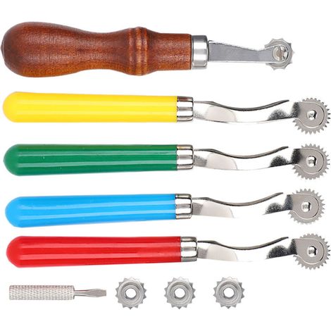 Roue de positionnement pour perforation du cuir (lot de 5), roue de perforation pour outils de cuir, roue d'espacement de style américain, roue de marquage, roue de marquage à points (1/5)