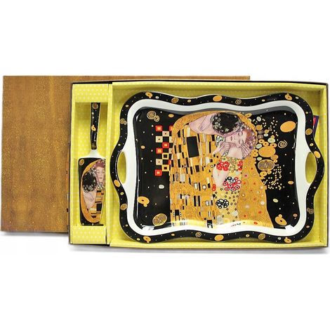 Porzellantablett mit Spatelset in Schachtel, Klimt-Kollektion „Der Kuss“ (1/5)