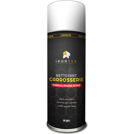 Nettoyant carrosserie aérosol 500ml – Haute efficacité – Solvant naturel sans traces – Pour surfaces peintes et plastiques – Irontek