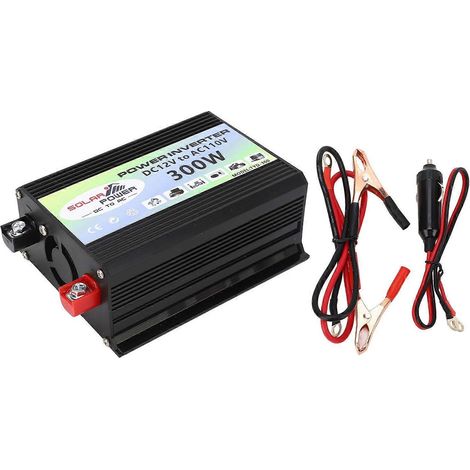 300-W-Wechselrichter, 12 V DC auf 110 V AC, modifizierte Sinuswelle, 2 USB-Anschlüsse, 1 Steckdose mit Leistungsanzeige