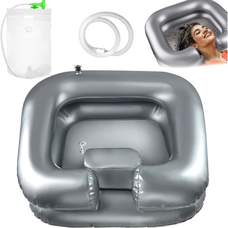Lavabo à Cheveux Gonflable, Avec pommeau de douche et sac à eau, Bassin Gonflable pour Laver, Bac à shampoing gonflable, Système de douche, Grande vasque gonflable, Portable Lavabo Gonflable (1/5)