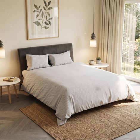 Housse de Couette Stripes, Polyester, Blanc, 2 Places (1/5)