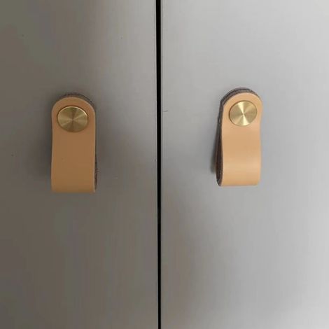 Poignées de porte en cuir pour placard et meuble, design élégant, lot de 10 (1/5)