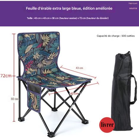 Tragbarer, faltbarer Campingstuhl, Tragkraft 300 kg, mit Aufbewahrungstasche, faltbar, geeignet für Garten, Camping und Reisen