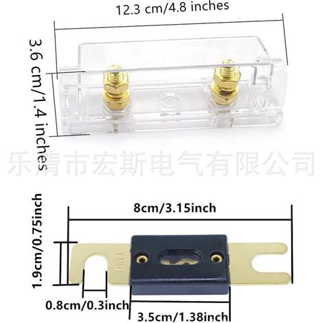 Boîte à fusibles ANL à grande prise, fusibles enfichables 60A-300A, porte-fusibles pour modification automobile, porte-fusibles transparent 60-300A, pièces de modification universelles pour boîte à fu