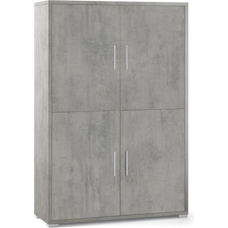 Viertüriges Sideboard mit vier Einlegeböden aus Holz Beton Cemento 108x41x H161 cm