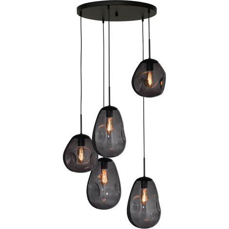 Lampe suspendue Vide Lava 5x verre à fumée - 2762-05-50-5-05-0001