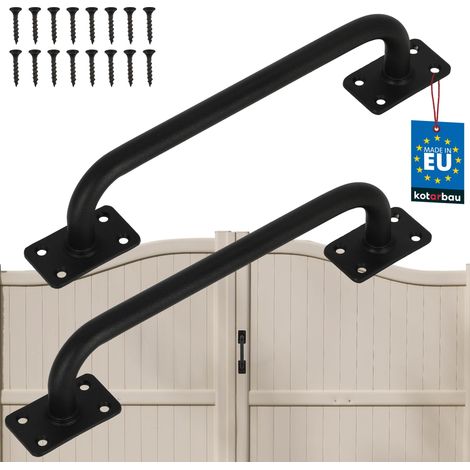 KOTARBAU® Lot de 2 Poignée de Porte de Jardin - Poignée de Porte Extérieure 245 mm - Poignee Porte Coulissante - Acier Thermolaqué - Noir (1/4)