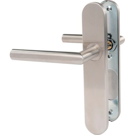 Ensemble de porte sur plaque - Bec de cane - Inox brossé - EXEM (1/4)