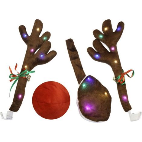 Kit Décorations Noël Voiture avec Bois de Renne et Lumières LED (1/4)