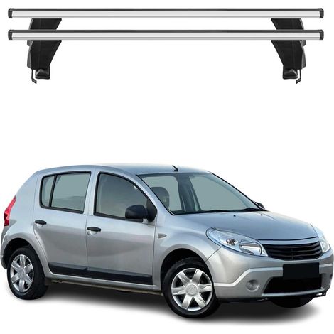 OMAC Dachträger Querträger Alu für Dacia Sandero 2008-2012 – Abschließbar – T-Nut – City-Crash-getestet – Max. 50 kg Silber (1/5)