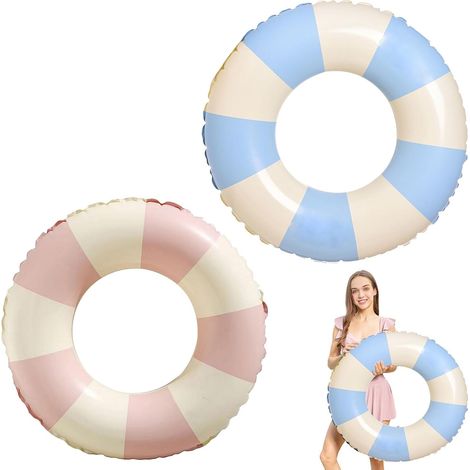 Anneau de Natation Gonflable Adulte,2pcs Anneau de Natation Bouée de Piscine,Bouée de Natation pour Adulte,Bouées Gonflable pour Adultes,Bouées Gonflable’ Rétro Rayée PVC Piscine,Swimming Ring (1/5)