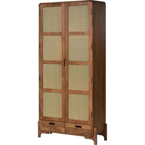 Schrank Mango/Seegras 100x40x200 hellbraun lackiert MIZUMI 110 (1/4)