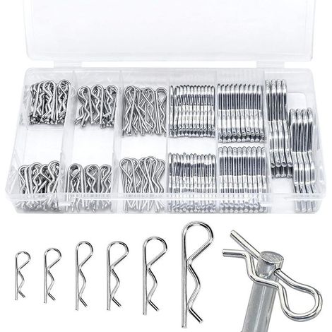 150 Pièces Goupilles Fendues R Clips, Goupilles de Retenue R Forme Goupilles à Ressort, Goupilles De Fixation Attache Outils À Main Accessoires, 6 Taille de 31 à 75 mm-OUYLAF (1/5)