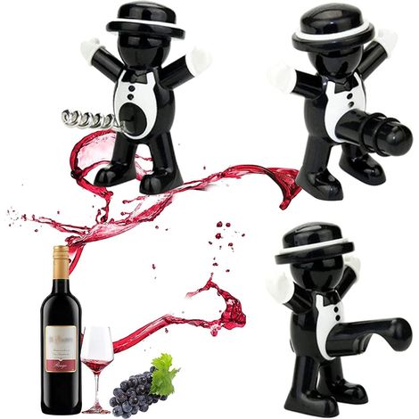 3er-Set Abribottiglie Divertenti Flaschenöffner, roter Mann, Weinflaschenverschluss, Bierflaschenöffner, Flaschenverschluss-Set, lustiges Geschenk, witziger Flaschenöffner für Männer (1/5)