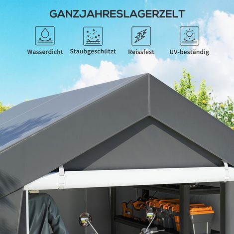 Abri voiture 3x3 m imperméable, garage pliant avec porte enroulable, fenêtre aérée, bords renforcés, gris anthracite (1/5)