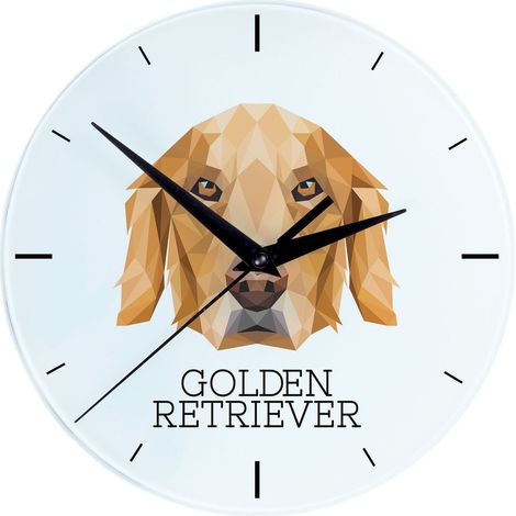 Golden Retriever - reloj de pared geométrico con foto e inscripción de Art-Dog (1/4)