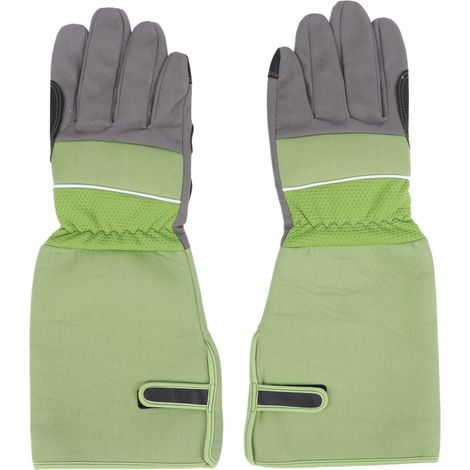 Set mit 2 schnitt-, stich- und stichfesten Gartenhandschuhen, Unterarmschutz, Grün (1/5)