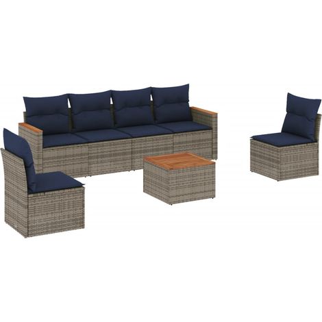 Maison Exclusive - 7-teiliges Gartensofa-Set mit Kissen, grau, Po