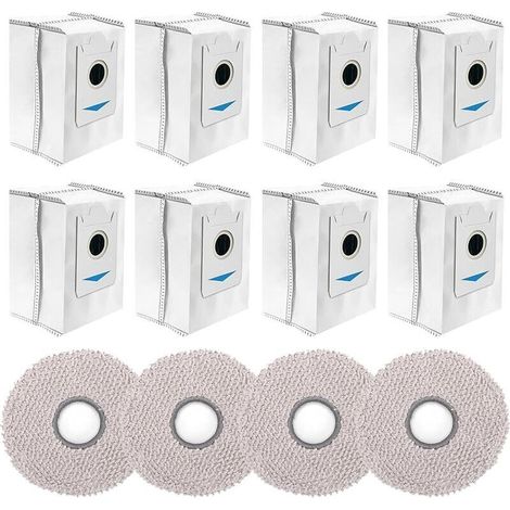 Pack of 12 replacement dust bags for Ecovacs Deebot X2 Omni / X2 / X2 Pro / DEX86 robot vacuum cleaners - 8 dust bags and 4 cleaning cloths (1/5)
