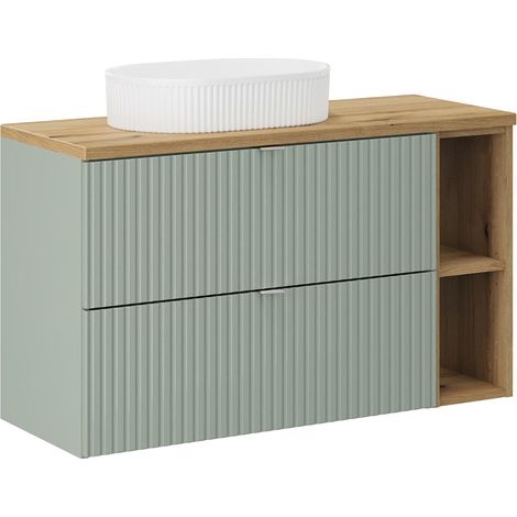Mobile bagno con lavabo Jade verde e marrone 100cm