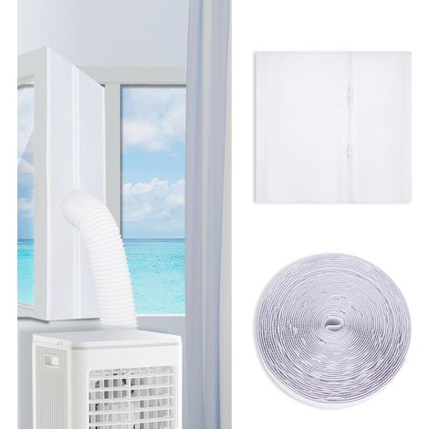 Kit universal de sellado para ventanas de aire acondicionado de 400 cm (157") - Cubierta de ventilación hermética con cremallera para ventanas abatibles/claraboyas, compatible con tuberías de 5,1"/5,9 (1/5)