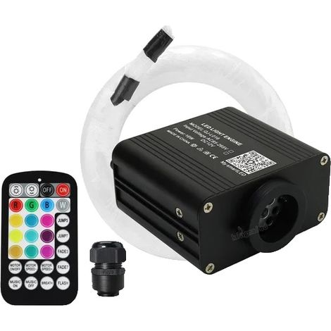 Luci a fibra ottica, controllo tramite app intelligente, effetto cielo stellato scintillante, spina per accendisigari auto, 300 pezzi 0,75 mm 2 m (1/2)