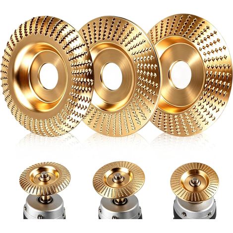 Lot de 3 roues en carbure de tungstène pour bois - 125 mm - Pour meuleuse d'angle - Disque abrasif pour bois - Fraise à bois - Défonceuse à racine - Disque abrasif diamant pour meulage, fraisage (1/5)
