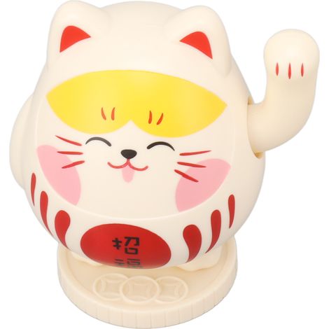 Chat porte-bonheur solaire décoratif, figurine de chat de la chance pour voiture, maison, restaurant, café, rose jaunâtre (1/5)