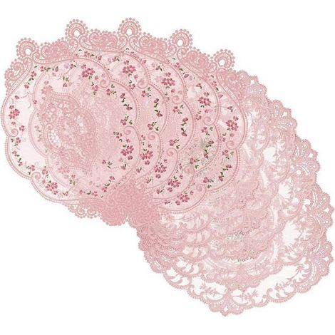 Lot de 10 napperons en dentelle brodée, style vintage, au crochet, au charme rétro exquis. (1/5)